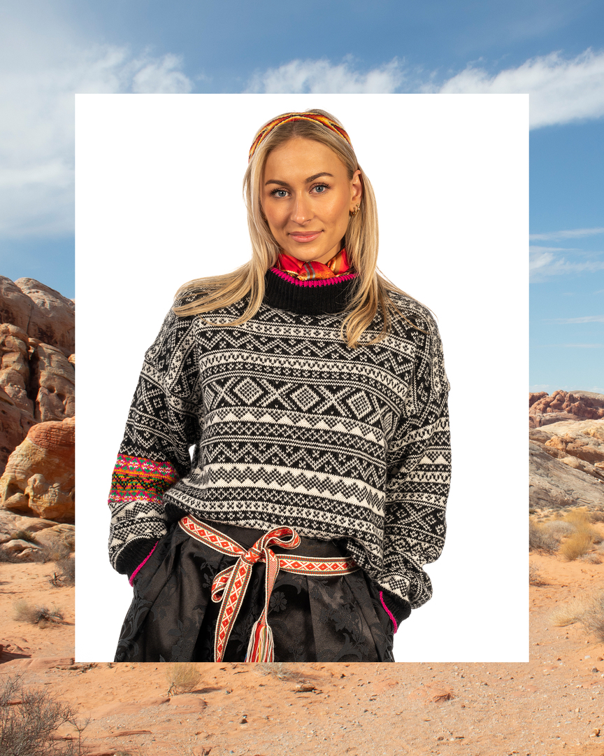 Hrönn JónsdóttirBykle genser fra kolleksjonen Rebelsk Tradisjon